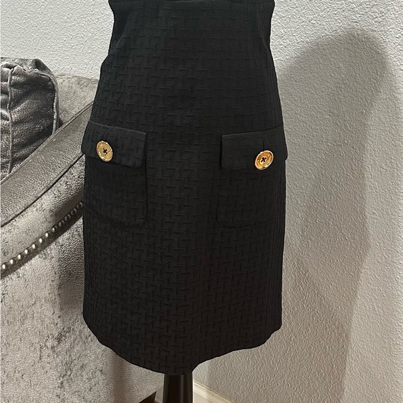 Michael Kors black dress with front packets and gold buttons size 8 - Picture 8 of 13